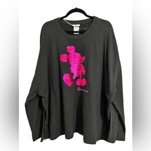 Disneyland pink Sequins Mickey Mouse shirt Jersey sweatshirt Color black size 2X